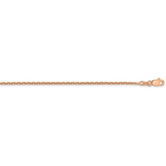 1.65mm 14k Rose Gold Solid Diamond Cut Cable Chain Necklace, 16 Inch - Picture 2 of 5